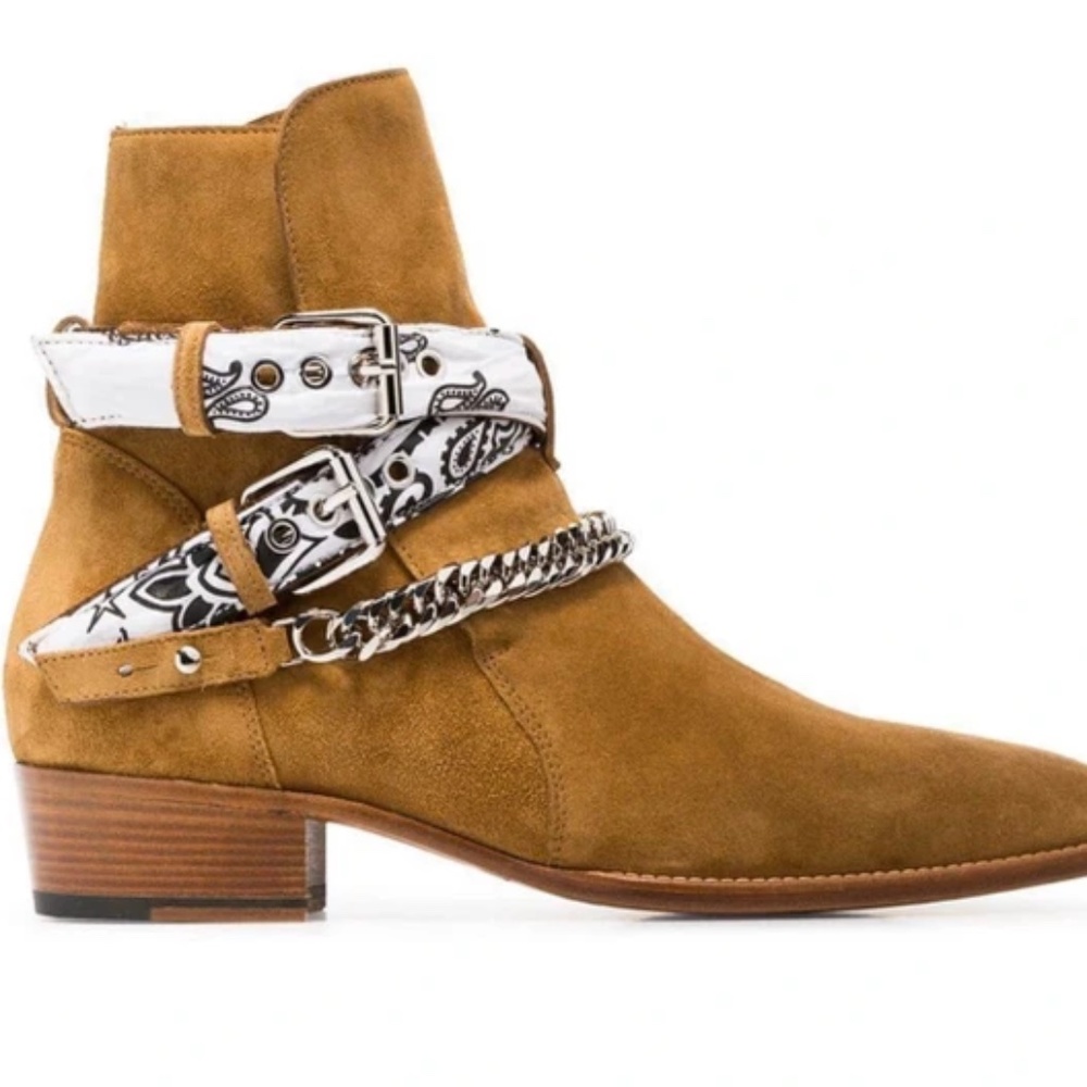Amiri Bandana Boots in White and Tan